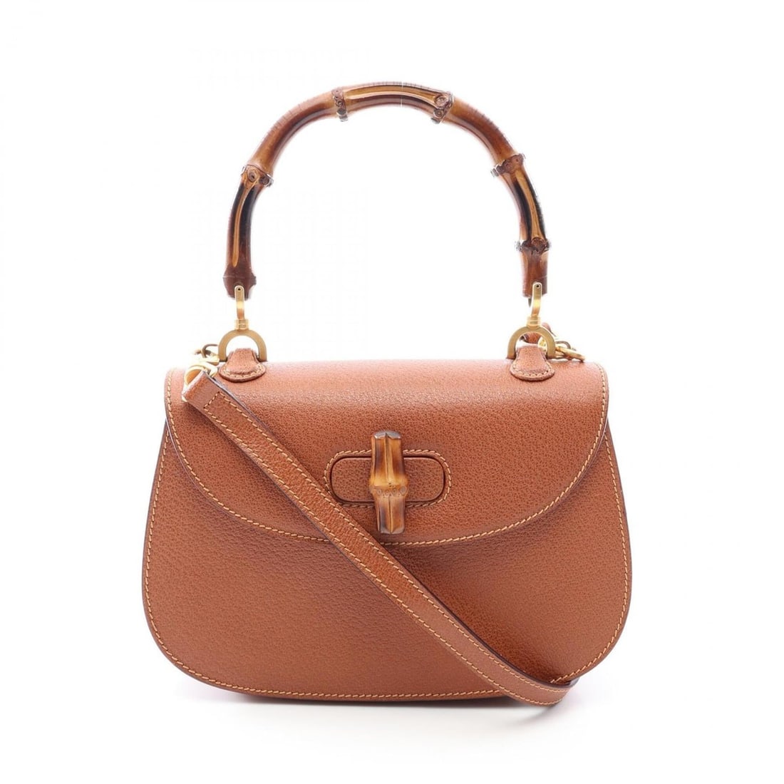 Gucci Bamboo 2-way Handbag, Leather, Women's, Brown, 000 14 0188: --- Catalog ---Category: SizeSize (HxWxD): 15cm x 21.5cm x 5.5cm / 5.9'' x 8.46'' x 2.16''Strap Length: 116cm / 45.66''Handle Length: 32cm / 12.59''Category: DesignType: HandbagColor: BrownGender: Wom