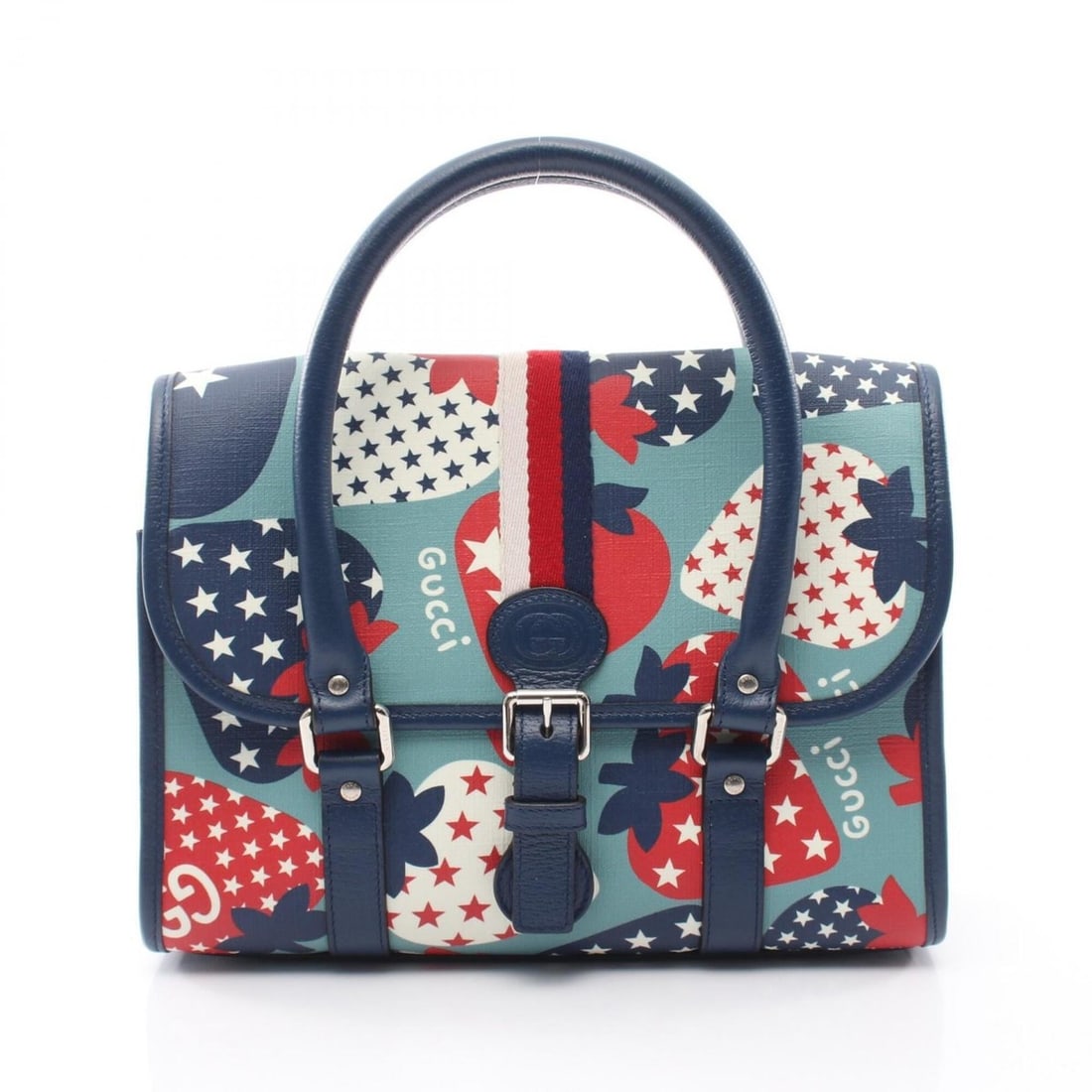Gucci Children's Strawberry Kids Handbag, Coated Canvas Leather, Women's, Navy, Red, Blue, 682720: --- Catalog ---Category: SizeSize (HxWxD): 20cm x 27cm x 9cm / 7.87'' x 10.62'' x 3.54''Handle Length: 47cm / 18.5''Category: DesignType: HandbagColor: Blue, Navy, Red colorGender: Girls,WomenMaterial