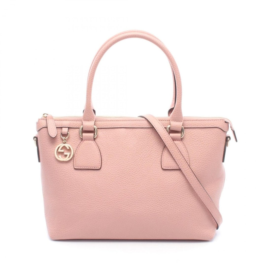 Gucci Interlocking G 2-Way Handbag, Leather, Women's, Pink, 449659: --- Catalog ---Category: SizeSize (HxWxD): 23cm x 29cm x 12cm / 9.05'' x 11.41'' x 4.72''Strap Length: 111cm - 121cm / 43.7'' - 47.63''Category: DesignType: HandbagColor: PinkGender: WomenMaterial: Le
