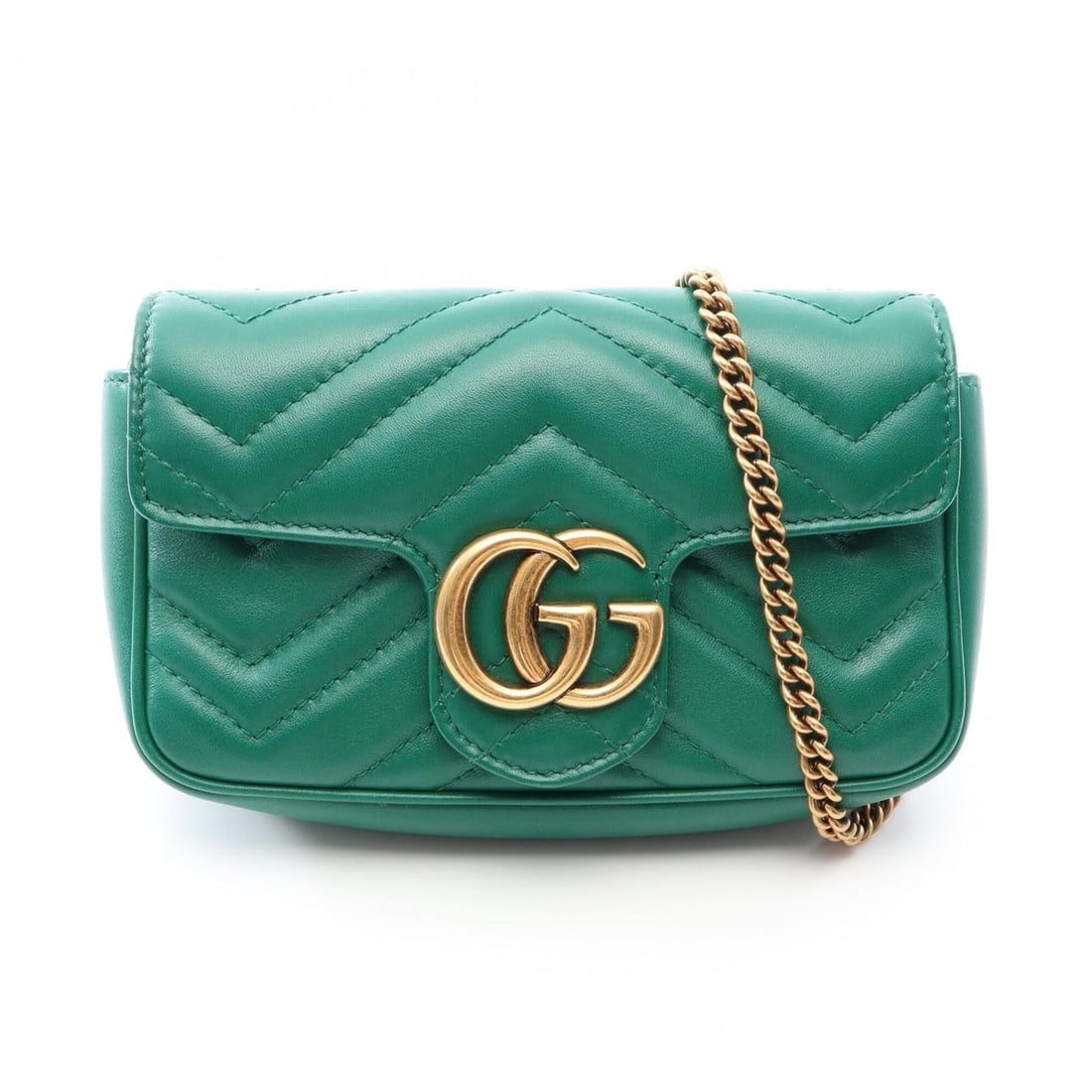 Gucci GG Marmont Super Mini Bag, Shoulder Bag/Handbag, Leather, Women's, Green, 476433: --- Catalog ---Category: SizeSize (HxWxD): 10cm x 17cm x 4.5cm / 3.93'' x 6.69'' x 1.77''Strap Length: 121cm / 47.63''Category: DesignType: Handbag, Shoulder bagColor: GreenGender: WomenMaterial: Leat