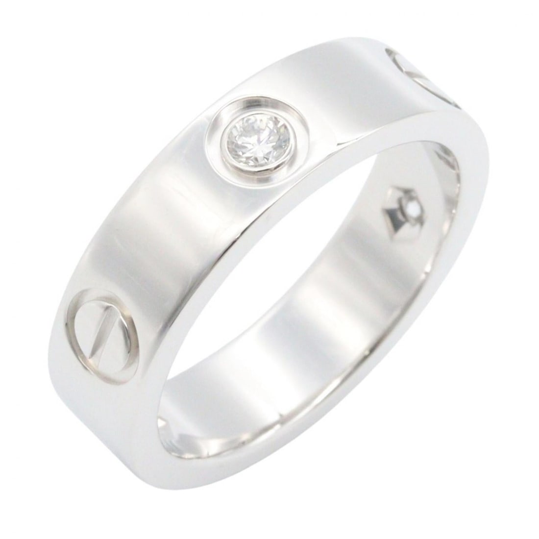 Cartier Love Ring 3PD - 18K White Gold (18KWG) Diamond Men's & Women's Silver Tone Clear B4032500: --- Catalog ---Category: SizeWidth: 5.5mm / 0.22''Weight: 8.9g / 0.31oz.JP Size: 13US Size: 6.5Brand Size: 54Category: DesignType: Band ringMetal: White GoldStone: DiamondGender: Men,WomenMetal Purity
