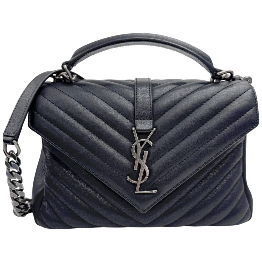 SAINT LAURENT Monogram College Chain Shoulder Bag 487213 Calfskin Black Women's: --- Catalog ---Category: SizeSize (HxWxD): 18cm x 23cm x 6.5cm / 7.08'' x 9.05'' x 2.55''Category: DesignType: Shoulder bagColor: BlackGender: WomenMaterial: Leather Leather/Fur Type: CalfskinCategory