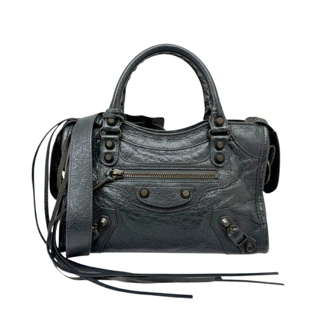 BALENCIAGA Mini City Leather Grey 300295 Handbag Shoulder Bag for Women: --- Catalog ---Category: SizeSize (HxWxD): 15cm x 24cm x 6cm / 5.9'' x 9.44'' x 2.36''Category: DesignType: Handbag, Shoulder bagColor: GrayGender: WomenMaterial: Leather Category: GeneralBrand: Balen