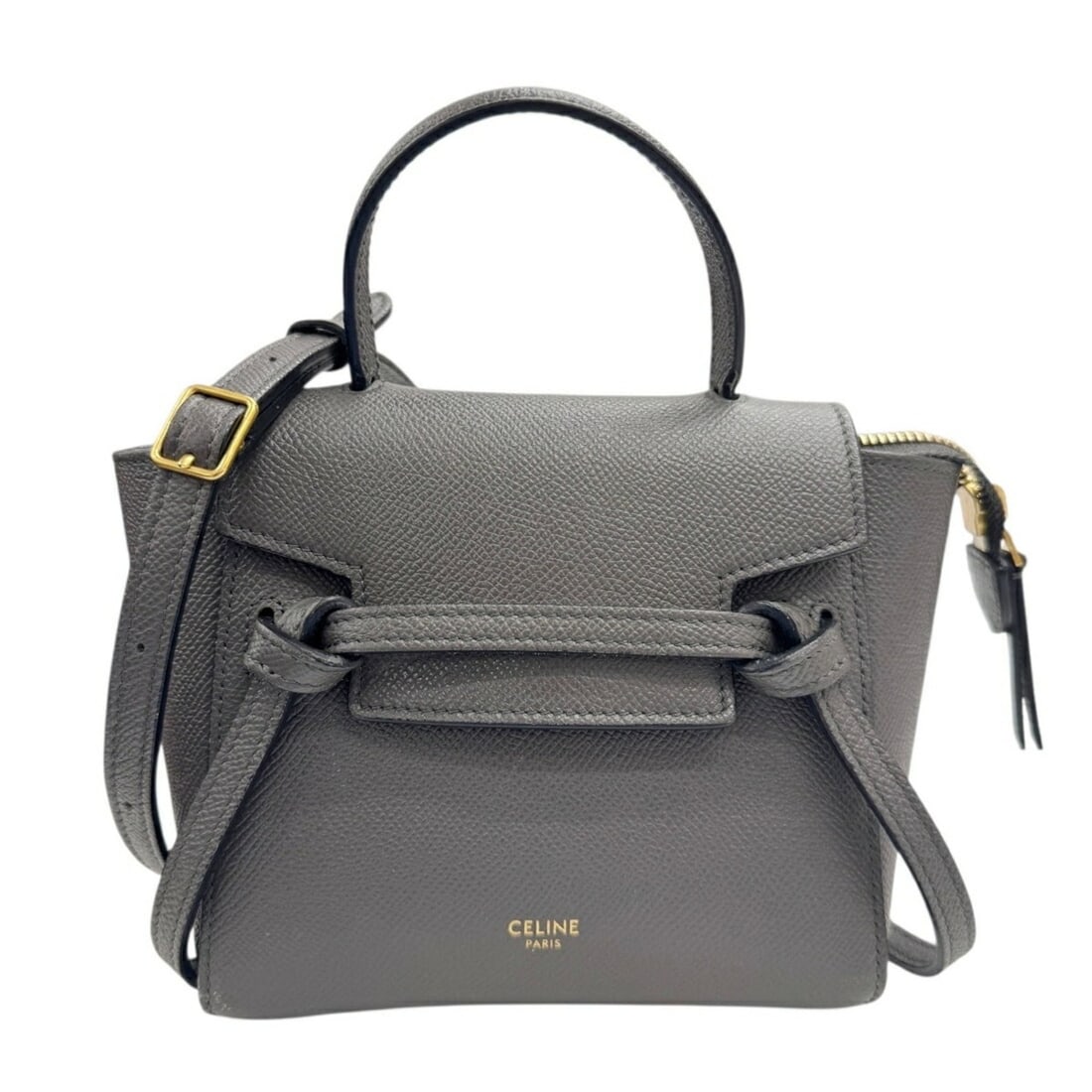 CELINE Belt Bag Pico Grey Shoulder Handbag for Women: --- Catalog ---Category: SizeSize (HxWxD): 14.5cm x 15cm x 8.5cm / 5.7'' x 5.9'' x 3.34''Category: DesignType: Handbag, Shoulder bagColor: GrayGender: WomenMaterial: Leather Category: GeneralBrand: Ce