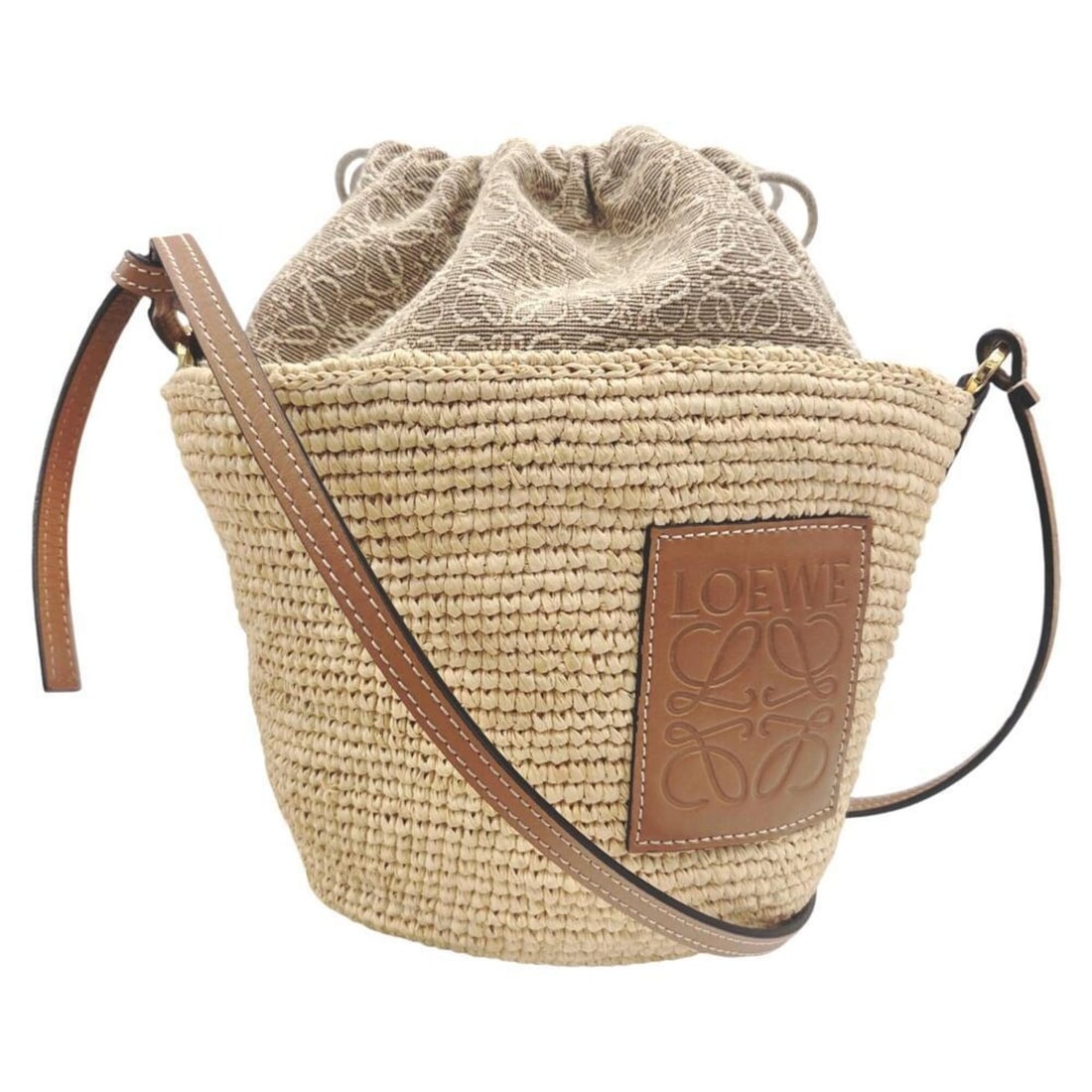 LOEWE Slit Pochette Raffia A689C70X08 Leather Shoulder Bag, Basket Brown, Women's: --- Catalog ---Category: SizeSize (HxWxD): 16cm x 25cm x 12cm / 6.29'' x 9.84'' x 4.72''Category: DesignType: Shoulder bagColor: Beige, BrownGender: WomenMaterial: Raffia , Leather Category: GeneralBr