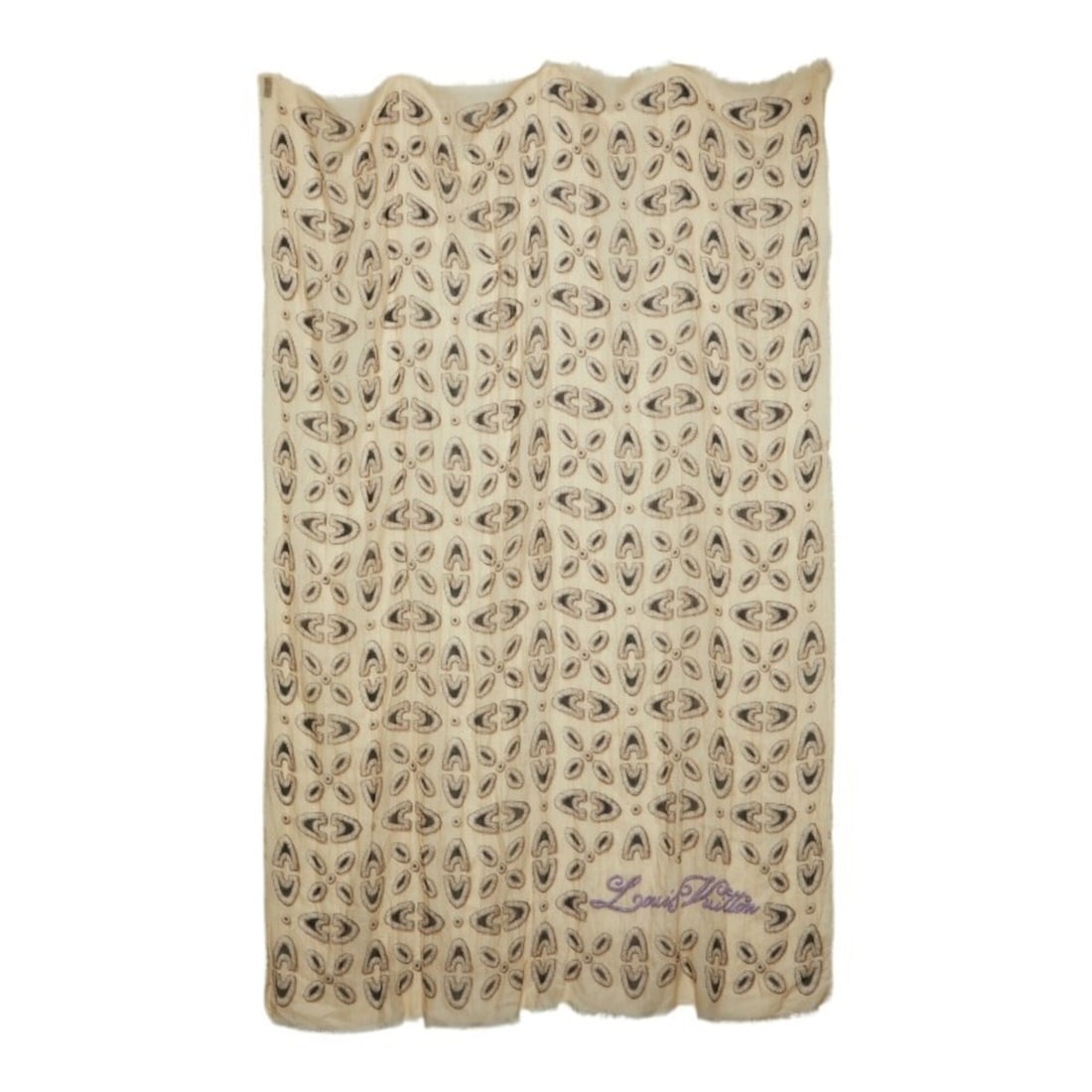 Louis Vuitton Large Stole Shawl Beige Cashmere Silk Women's LOUIS VUITTON (1 of 10)