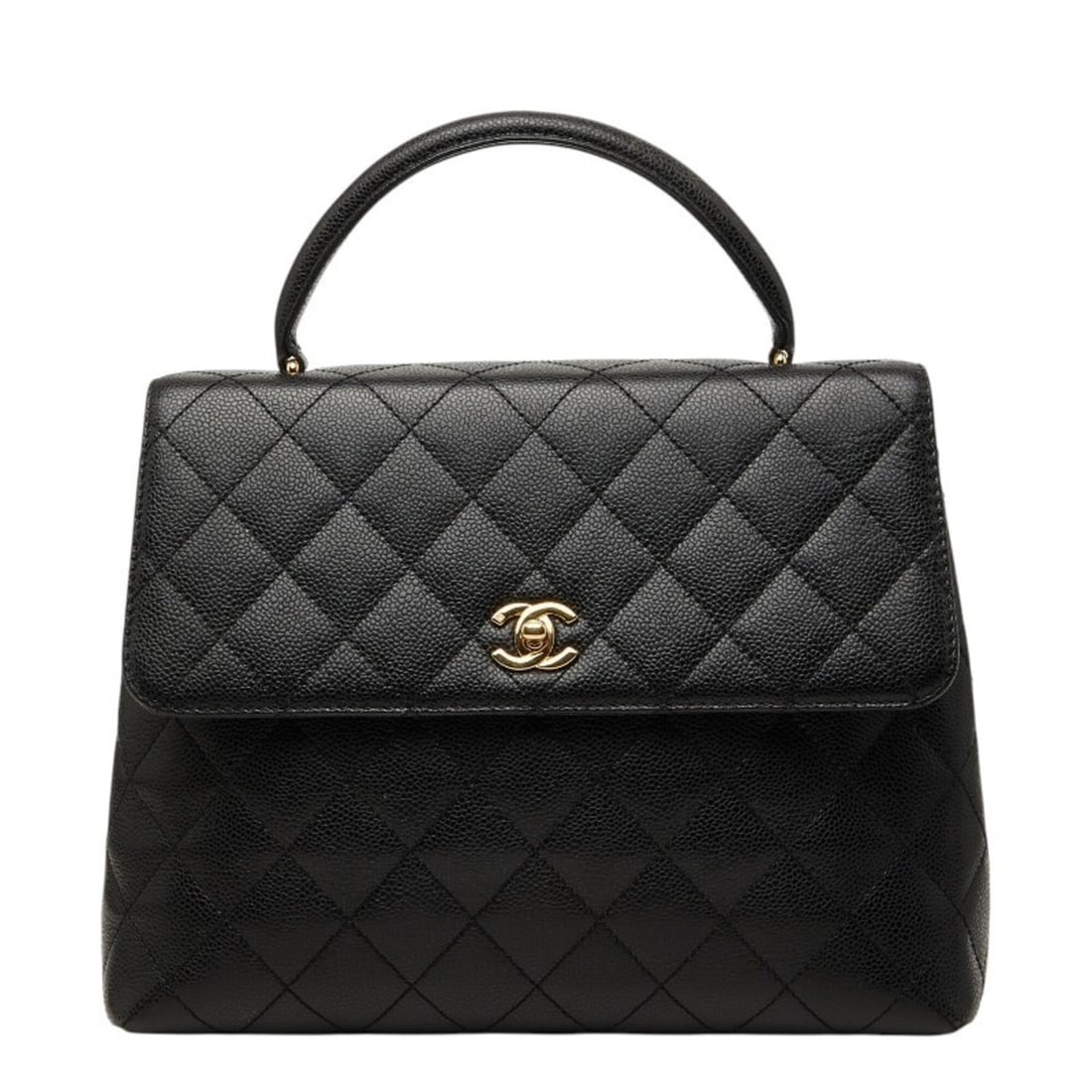 Chanel Coco Mark Matelassé Handbag, Top Handle, Black, Gold Hardware, Caviar Leather, Women's.: --- Catalog ---Category: SizeSize (HxWxD): 23cm x 30cm x 11.5cm / 9.05'' x 11.81'' x 4.52''Category: DesignType: HandbagColor: BlackGender: WomenMaterial: Grained Calfskin Category: GeneralBrand: Chan