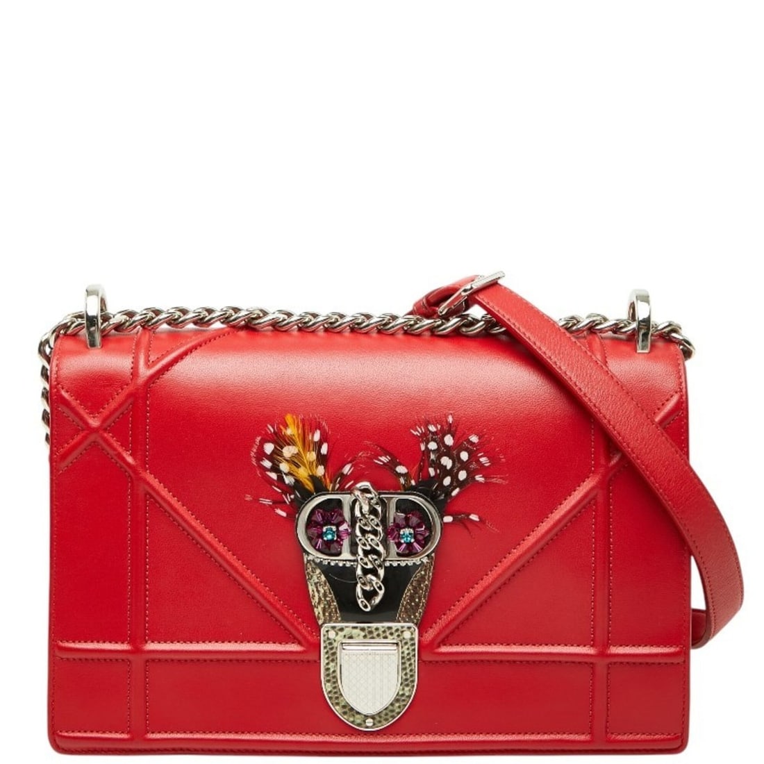 Christian Dior Dior Diorama Chain Shoulder Bag, Red Leather, Women's: --- Catalog ---Category: SizeSize (HxWxD): 16.5cm x 25cm x 5.5cm / 6.49'' x 9.84'' x 2.16''Category: DesignType: Shoulder bagColor: Red colorGender: WomenMaterial: Leather Category: GeneralBrand: Chri