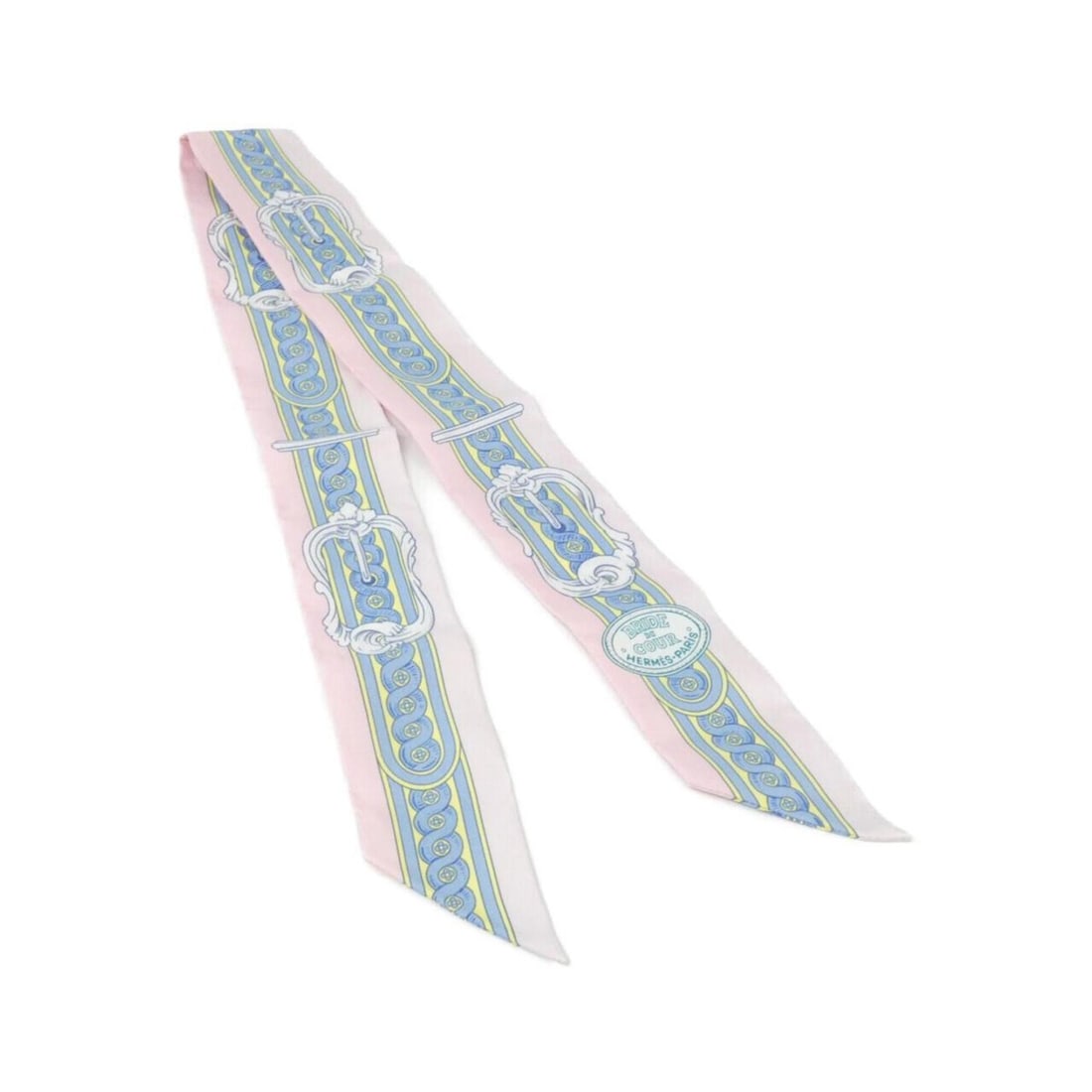 Hermes BRIDE DE COUR Twilly 061517S Scarf Muffler: --- Catalog ---Category: SizeSize (LxW): 86cm x 5cm / 33.85'' x 1.96''Category: DesignType: ScarfColor: PinkGender: Women,MenMaterial: Silk Category: GeneralBrand: Hermes--- Item List ---Section: Cond
