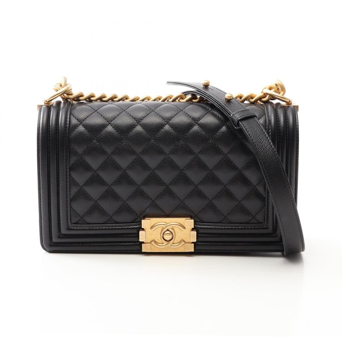 Chanel Boy Shoulder Bag/Handbag, Caviar Leather (Grained Calfskin), Women's, Black, A67086 (1 of 16)