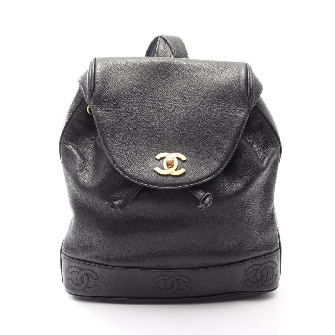 Chanel Triple Coco Mark Backpack/Handbag, Caviar Leather (Grained Calfskin), Women's, Black: --- Catalog ---Category: SizeSize (HxWxD): 32cm x 31cm x 8cm / 12.59'' x 12.2'' x 3.14''Category: DesignType: Backpack, HandbagColor: BlackGender: WomenMaterial: Grained Calfskin Hardware Color: GoldC
