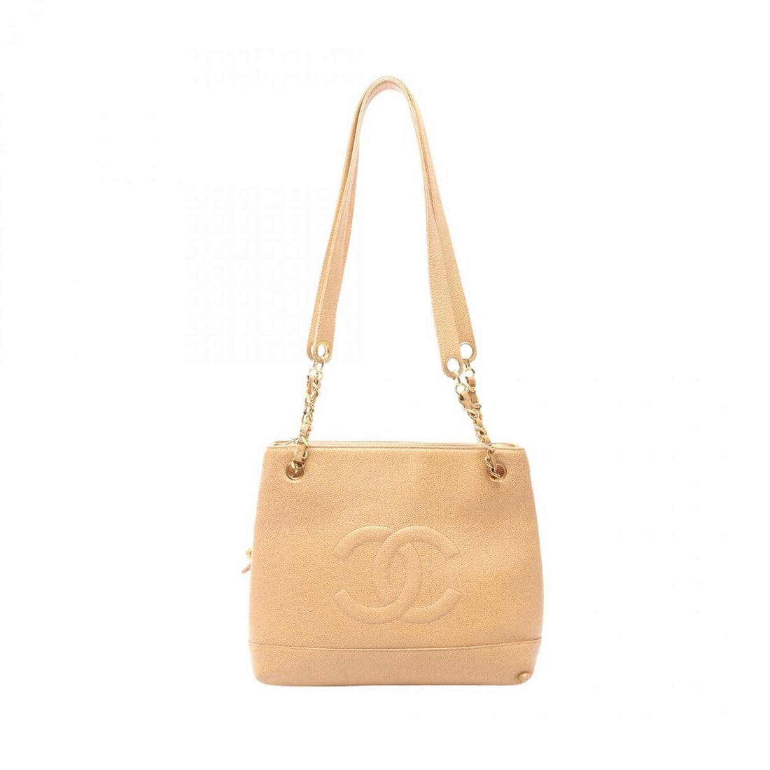 Chanel Coco Mark Tote Bag Handbag, Caviar Leather (Grained Calfskin), Women's, Beige: --- Catalog ---Category: SizeSize (HxWxD): 26cm x 29cm x 10cm / 10.23'' x 11.41'' x 3.93''Category: DesignType: Handbag, Tote bagColor: BeigeGender: WomenMaterial: Grained Calfskin Hardware Color: Gol