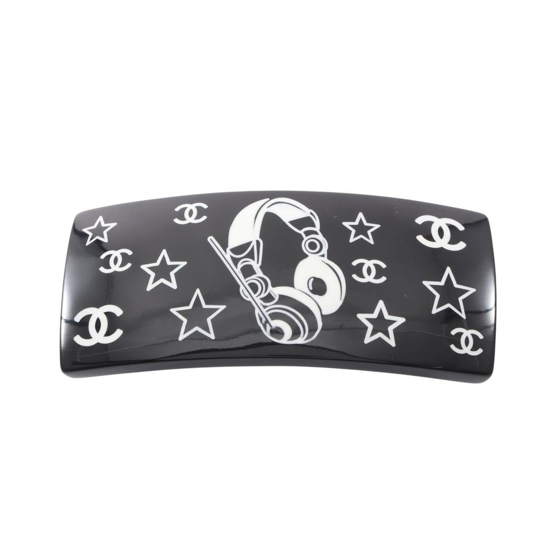 Chanel Coco Mark Headphone Barrette Accessory, Plastic, Women's, Black/White, 04P: --- Catalog ---Category: SizeSize (LxW): 4cm x 9.19cm / 1.57'' x 3.62''Category: DesignType: BarretteColor: Black, WhiteGender: WomenMaterial: PlasticCategory: GeneralMPN: 04PBrand: Chanel--- Item Lis