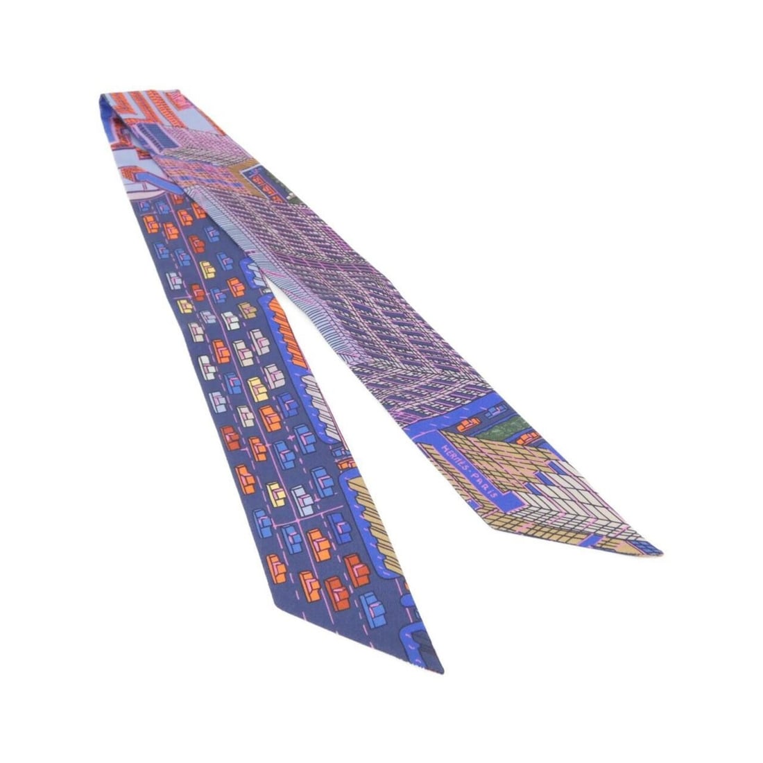 Hermes Pantin City Twilly 063969S Scarf/Muffler: --- Catalog ---Category: SizeSize (LxW): 86cm x 5cm / 33.85'' x 1.96''Category: DesignType: ScarfColor: BlueGender: Women,MenMaterial: Silk Category: GeneralBrand: Hermes--- Item List ---Section: Cond