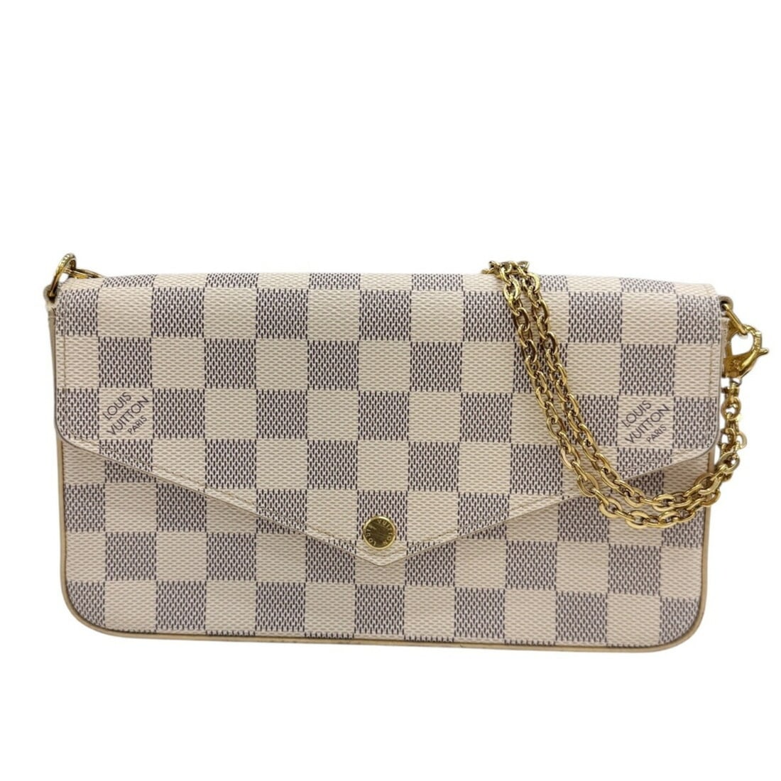 LOUIS VUITTON Louis Vuitton Pochette Felicie N40491 Damier Azur Chain Shoulder Bag for Women: --- Catalog ---Category: SizeSize (HxWxD): 12cm x 21cm x 3cm / 4.72'' x 8.26'' x 1.18''Category: DesignType: Pochette, Pouch, Shoulder bagColor: WhiteGender: WomenMaterial: Damier Canvas Category: Gen