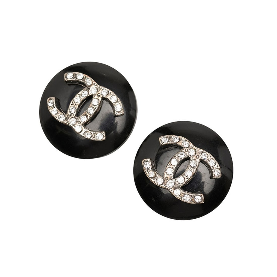 Chanel Coco Mark Earrings, Silver, Black Metal Rhinestones, Women's CHANEL: --- Catalog ---Category: SizeSize (HxWxD): 21.30mm x 21.30mm / 0.84'' x 0.84''Category: DesignType: Clip earringsColor: Black, SilverStone: RhinestoneGender: WomenMaterial: MetalCategory: GeneralBrand