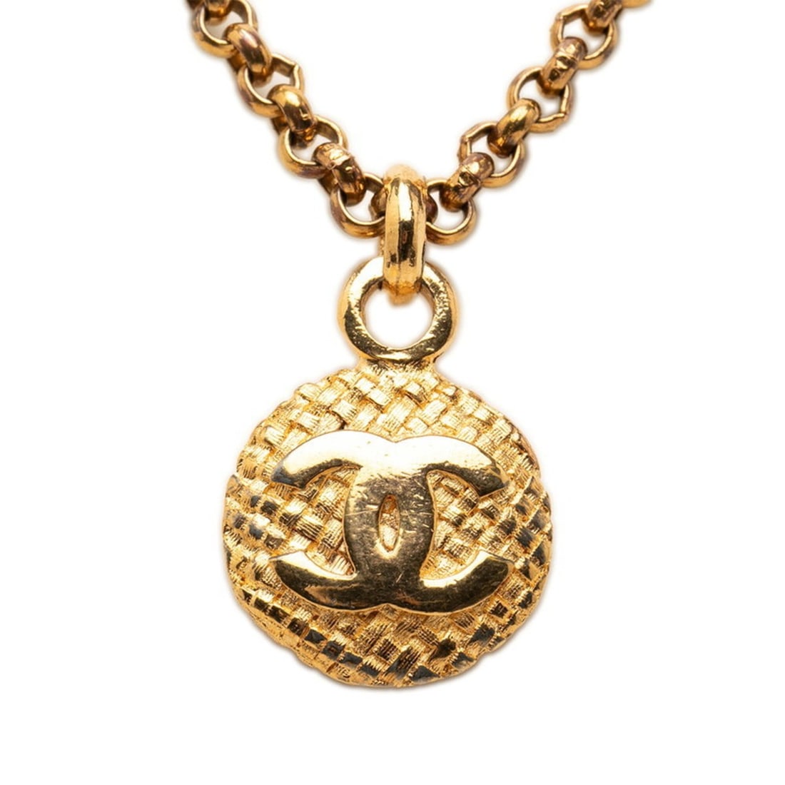 Chanel Vintage Coco Mark Rogue Chain Necklace Gold Plated Women's CHANEL: --- Catalog ---Category: SizePendant Size: 29mm x 29.7mm / 1.14'' x 1.16''Neck Circumference: 60 cm / 23.62''Category: DesignColor: GoldGender: WomenSeason: VintageNecklace Type: NecklaceCategory: Gen