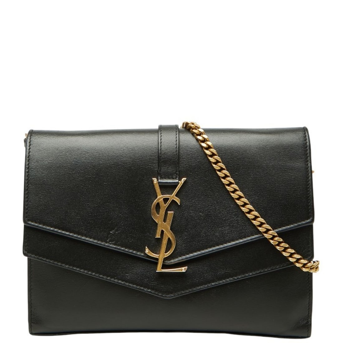 Saint Laurent YSL logo crossbody wallet chain shoulder bag black leather women's SAINT LAURENT: --- Catalog ---Category: SizeStrap Drop: 49cm / 19.29''Size (HxWxD): 16cm x 22cm x 1.5cm / 6.29'' x 8.66'' x 0.59''Category: DesignType: Shoulder bagColor: BlackGender: WomenClosure: MagnetMaterial: L