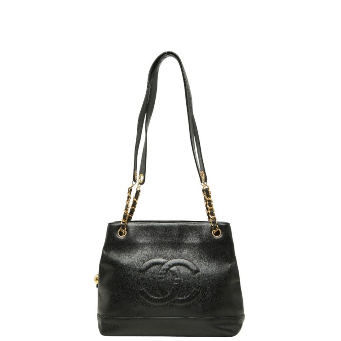 Chanel Coco Mark Chain Tote Bag Shoulder Black Caviar Leather Women's CHANEL: --- Catalog ---Category: SizeHandle Drop: 37.50cm / 14.76''Size (HxWxD): 25cm x 28cm x 12cm / 9.84'' x 11.02'' x 4.72''Category: DesignType: Shoulder bag, Tote bagColor: BlackGender: WomenClosure: Zip