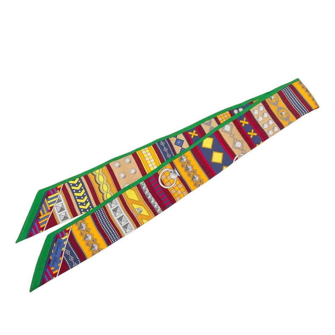 Hermes Twilly Colliers de Chiens Scarf Muffler Multicolor Silk Women's HERMES: --- Catalog ---Category: SizeSize (LxW): 86cm x 5cm / 33.85'' x 1.96''Category: DesignType: ScarfColor: Multi-colorGender: WomenMaterial: Silk Category: GeneralLine: TwillyBrand: Hermes--- Item List