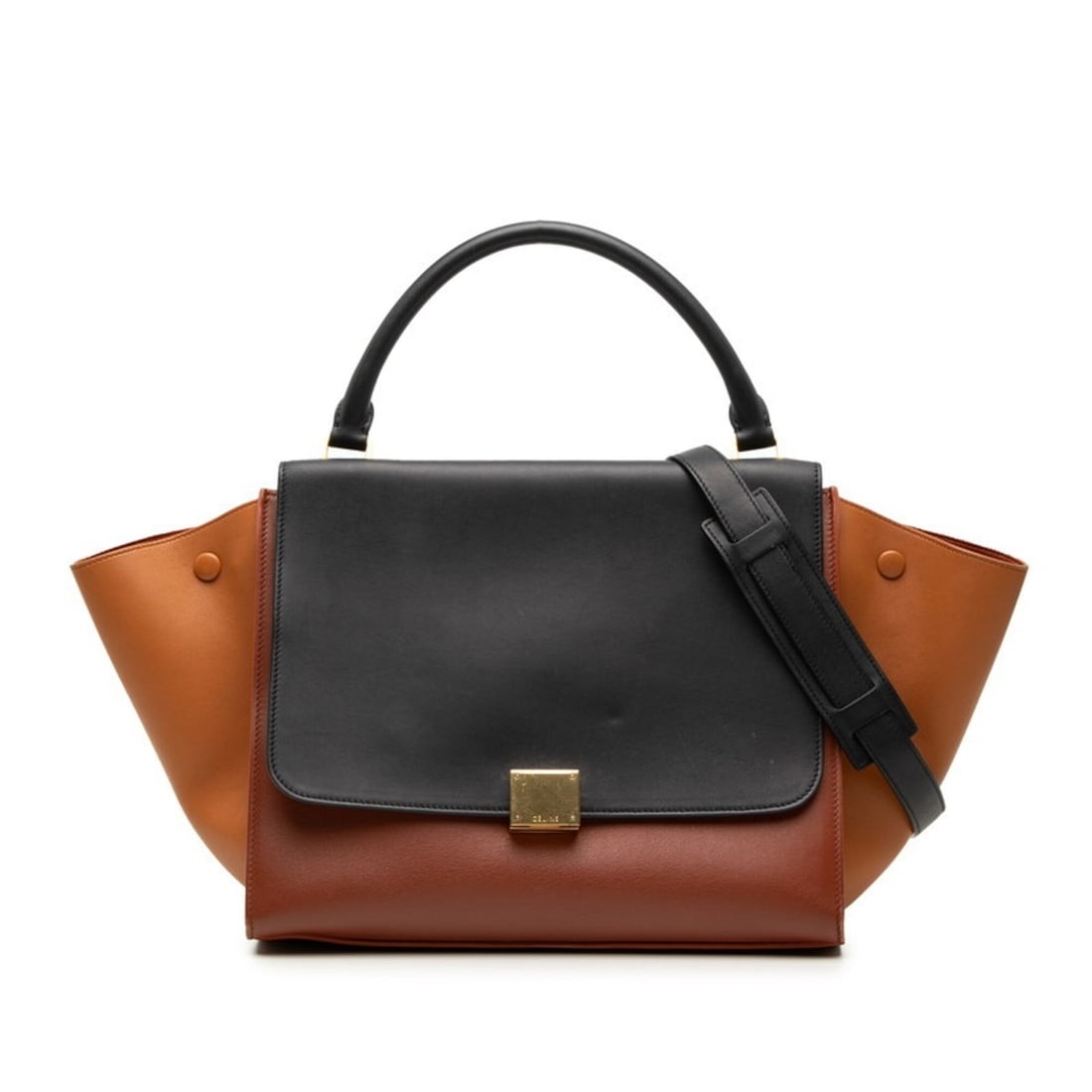 Celine Trapeze Medium Handbag/Shoulder Bag 2-Way 169543 Black Brown Leather Women's CELINE: --- Catalog ---Category: SizeStrap Drop: 35cm / 13.77''Handle Drop: 11.00cm / 4.33''Size (HxWxD): 25cm x 47cm x 17cm / 9.84'' x 18.5'' x 6.69''Category: DesignType: Handbag, Shoulder bagColor: Black, 