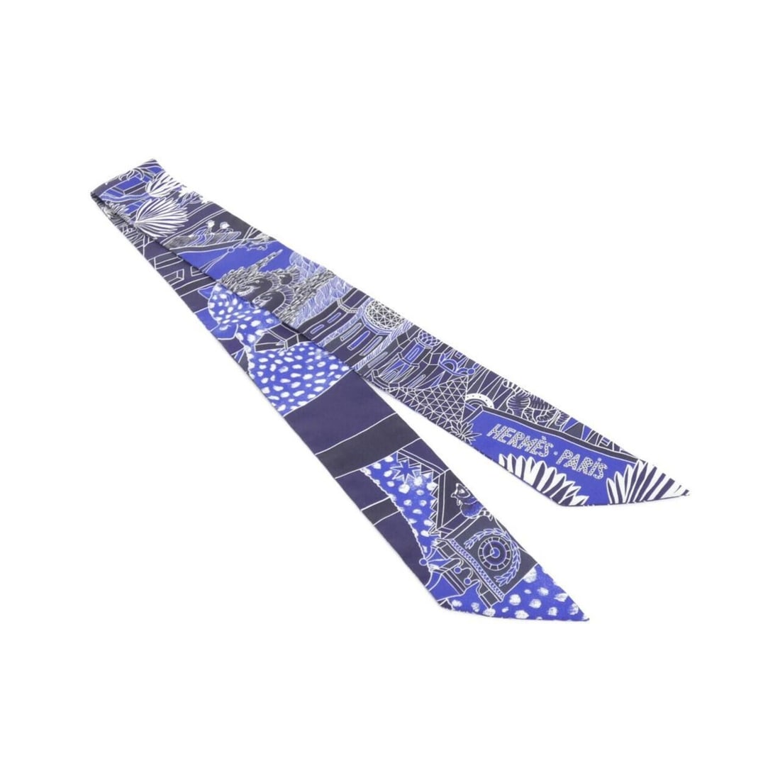 Hermes ANIMAPOLIS Twilly 063275S Scarf Muffler: --- Catalog ---Category: SizeSize (LxW): 5cm x 86cm / 1.96'' x 33.85''Category: DesignType: ScarfColor: Blue, WhiteGender: Women,MenMaterial: Silk Category: GeneralMPN: 063275SBrand: Hermes--- Item Li