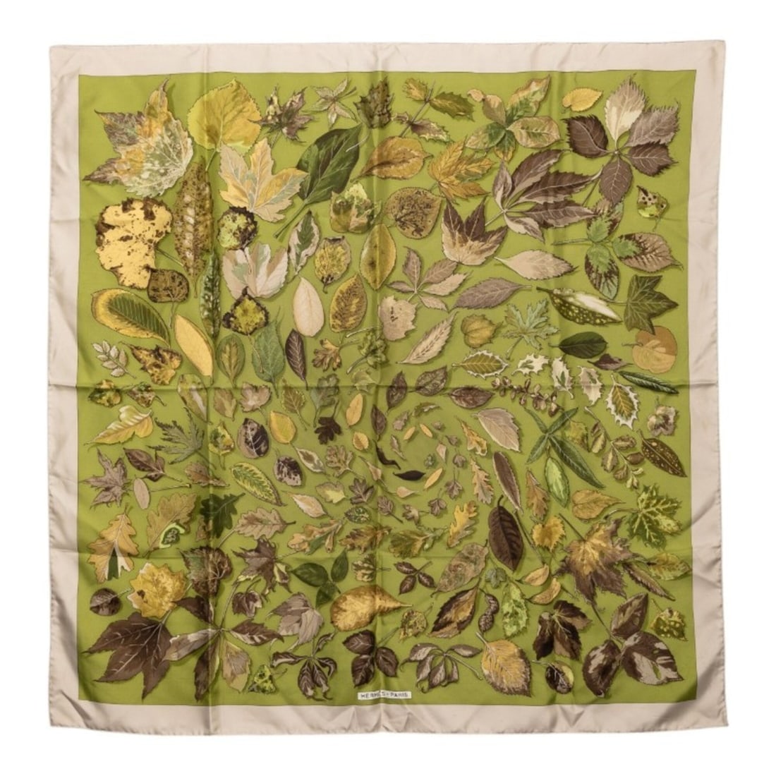 Hermes Carre 90 Tourbillon Fallen Leaves Swirl Scarf Muffler Green Gray Silk Women's HERMES: --- Catalog ---Category: SizeSize (LxW): 88.5cm x 89cm / 34.84'' x 35.03''Category: DesignType: ScarfColor: Gray, GreenGender: WomenMaterial: Silk Category: GeneralBrand: Hermes--- Item List ---Sectio