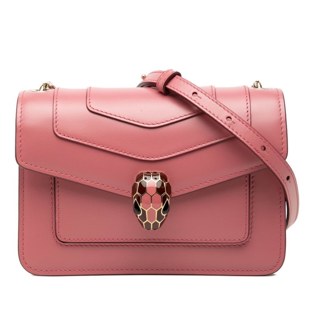 BVLGARI Serpenti Forever Chain Shoulder Bag, Crossbody 289673, Pink/Red Leather, Women's.: --- Catalog ---Category: SizeStrap Drop: 52cm / 20.47''Size (HxWxD): 13cm x 19cm x 7cm / 5.11'' x 7.48'' x 2.75''Category: DesignType: Shoulder bagColor: Pink redGender: WomenMaterial: Leather Categor