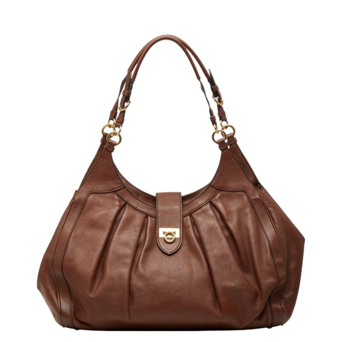 Salvatore Ferragamo Gancini Tote Bag Shoulder Brown Leather Women's (1 of 12)