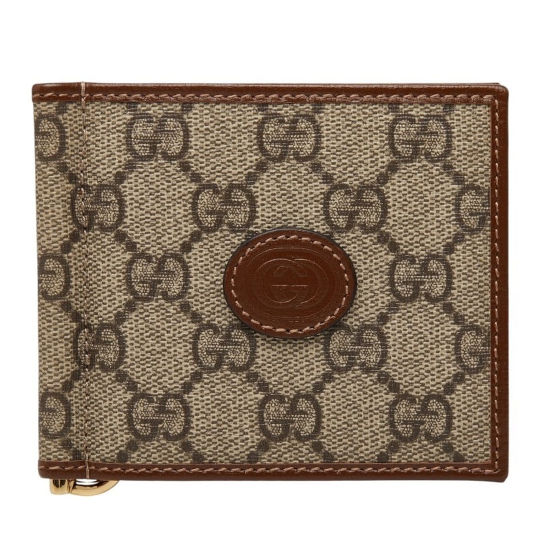Gucci GG Supreme Money Clip Bi-fold Wallet 700686 Beige Brown Leather Women's GUCCI: --- Catalog ---Category: SizeSize (HxWxD): 9cm x 11cm x 1cm / 3.54'' x 4.33'' x 0.39''Category: DesignType: Money clipColor: Beige brownGender: WomenClosure: FlapMaterial: PVC , Leather Category: Gene