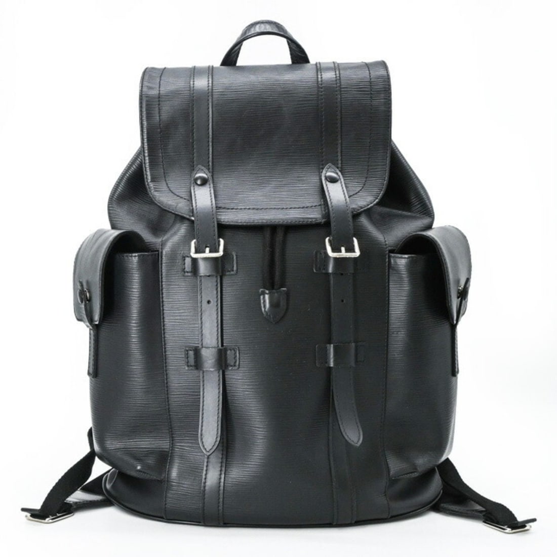 LOUIS VUITTON Epi Christopher MM Backpack, Noir Leather, Black, Men's, M50159 (1 of 17)