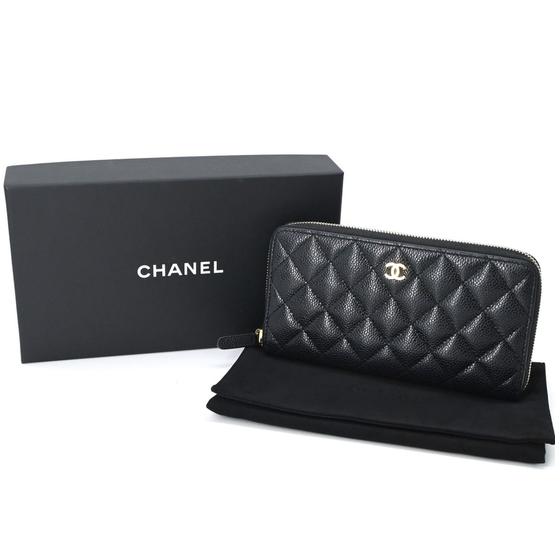 CHANEL Matelassé Caviar Leather Long Wallet with Coco Mark, Women's, Black, A50097: --- Catalog ---Category: SizeSize (HxWxD): 10cm x 19cm x 2cm / 3.93'' x 7.48'' x 0.78''Category: DesignType: Coin purse/coin caseColor: BlackGender: WomenMaterial: Grained Calfskin Category: GeneralMP