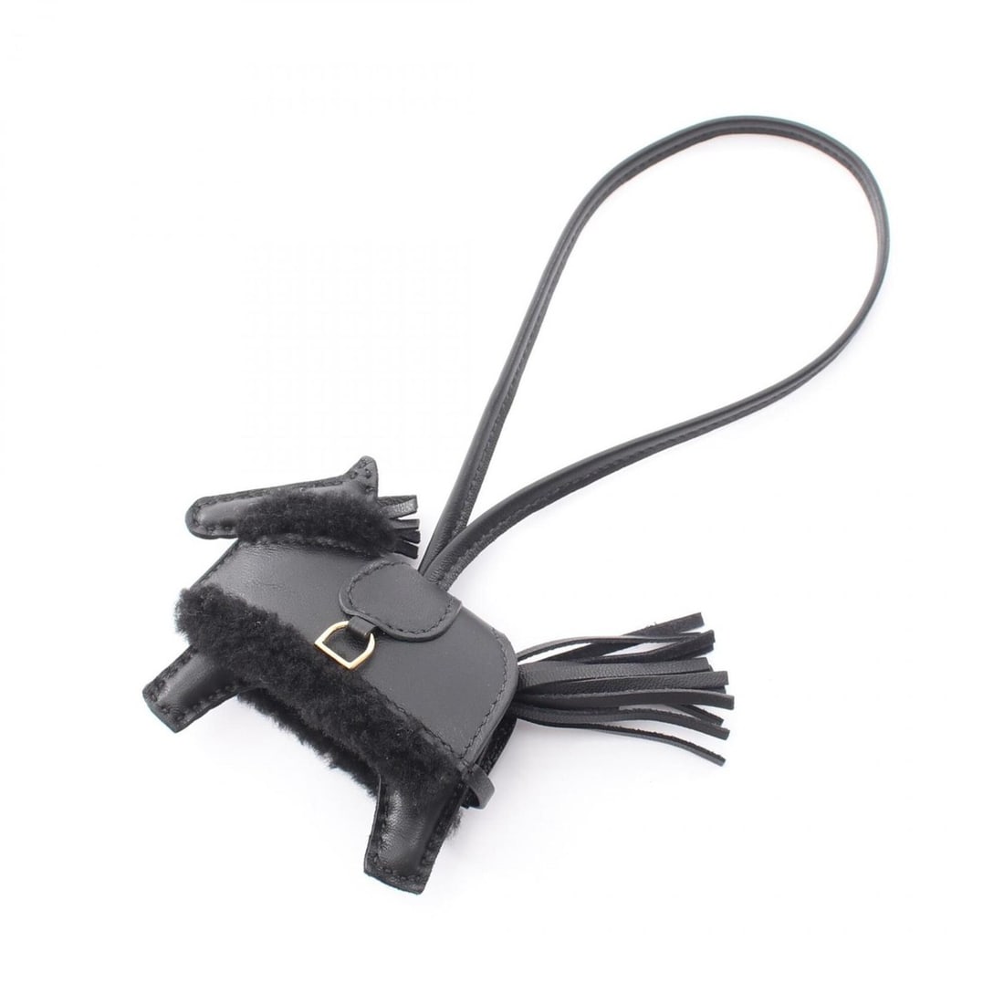 Hermes Rodeo PM Robeoplash Charm Accessory, Wool Agneau Milo, Veau Swift, Women's, Black: --- Catalog ---Category: DesignType: Handbag charmColor: BlackGender: WomenMaterial: Agneau Milo, Swift leatherCategory: GeneralBrand: Hermes--- Item List ---Section: ConditionRanking: Rank NS Never u