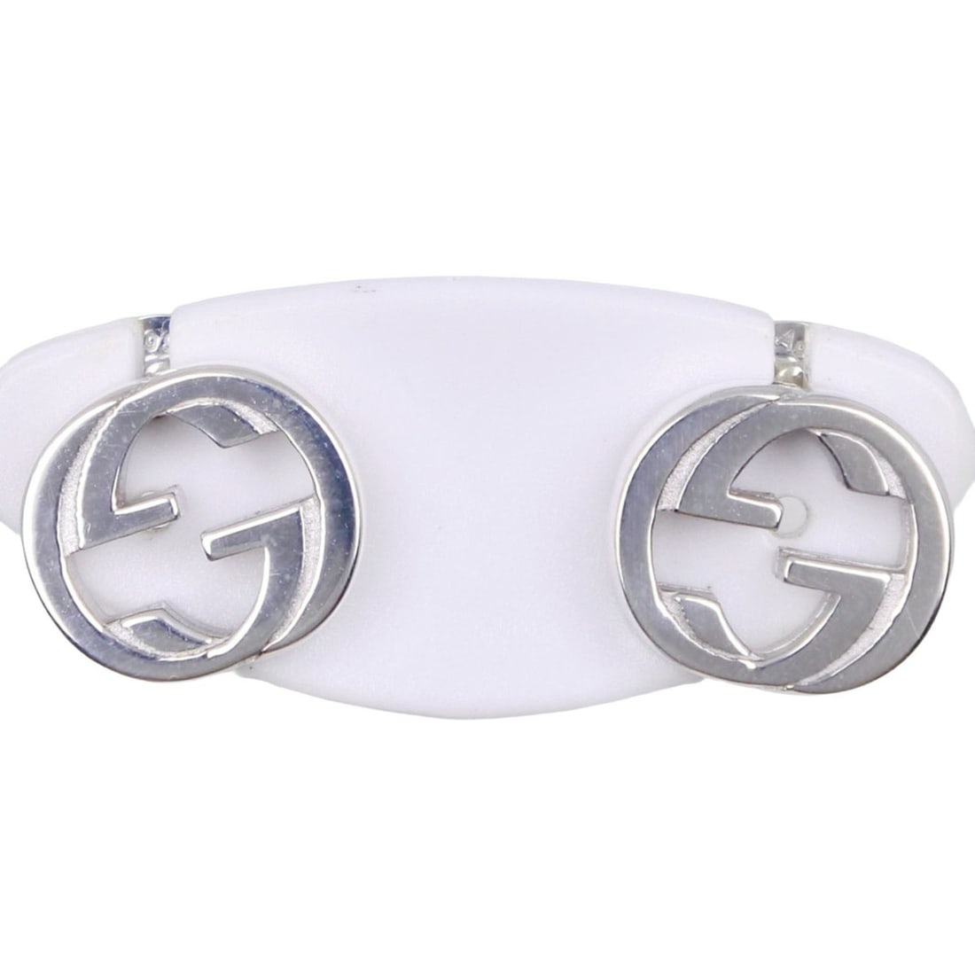 Gucci Interlocking G Earrings, Sterling Silver 925, Approx. 3.2g, Unisex: --- Catalog ---Category: SizeWeight: 3.2g / 0.11oz.Size (HxWxD): 9.00mm x 10.00mm / 0.35'' x 0.39''Category: DesignType: Stud earringsGender: Unisex,Women,MenMaterial: Silver 925Category: GeneralBrand