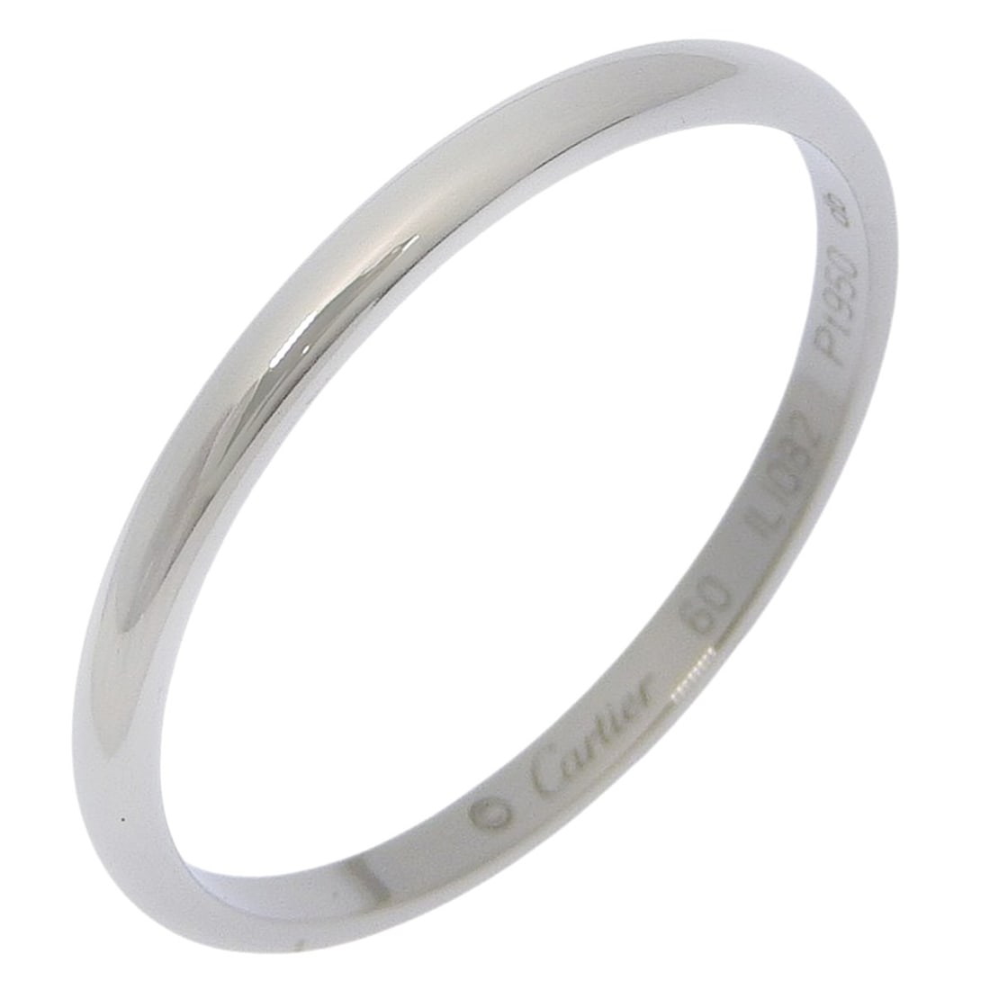 Cartier wedding ring, size 19.5, Pt950 platinum, approximately 2.7g, unisex.: --- Catalog ---Category: SizeWidth: 2mm / 0.08''Weight: 2.7g / 0.09oz.JP Size: 19.5US Size: 9.5Inner Diameter: 20.00mm / 0.79''Category: DesignType: Wedding ringGender: MenMaterial: Platinum 950Catego