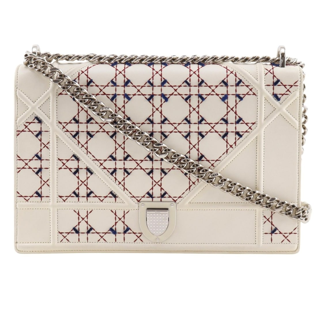 Christian Dior Diorama Large Shoulder Bag, Cannage Chain Calfskin, White, A5 Size, Flap, Women's: --- Catalog ---Category: SizeWeight: 940g / 2.07lb.Strap Drop: 56cm / 22.04''Size (HxWxD): 19cm x 29cm x 7cm / 7.48'' x 11.41'' x 2.75''Category: DesignType: Shoulder bagColor: WhiteGender: WomenMater