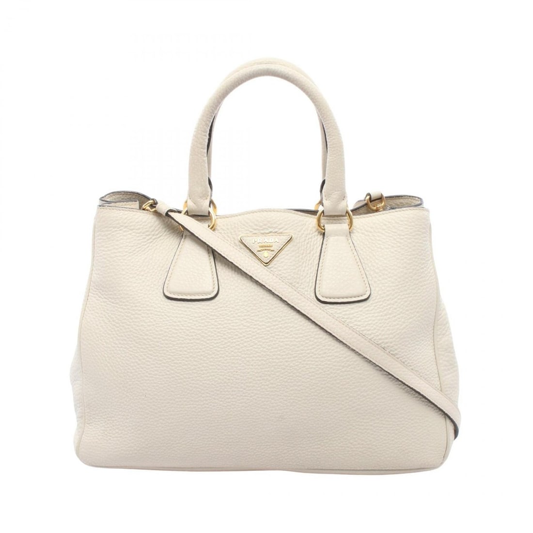 Prada PRADA Triangle Plate 2-Way Handbag Leather for Women White: --- Catalog ---Category: SizeSize (HxWxD): 24cm x 35cm x 18cm / 9.44'' x 13.77'' x 7.08''Category: DesignType: HandbagColor: WhiteGender: WomenMaterial: Leather Category: GeneralBrand: Prada--- Item L