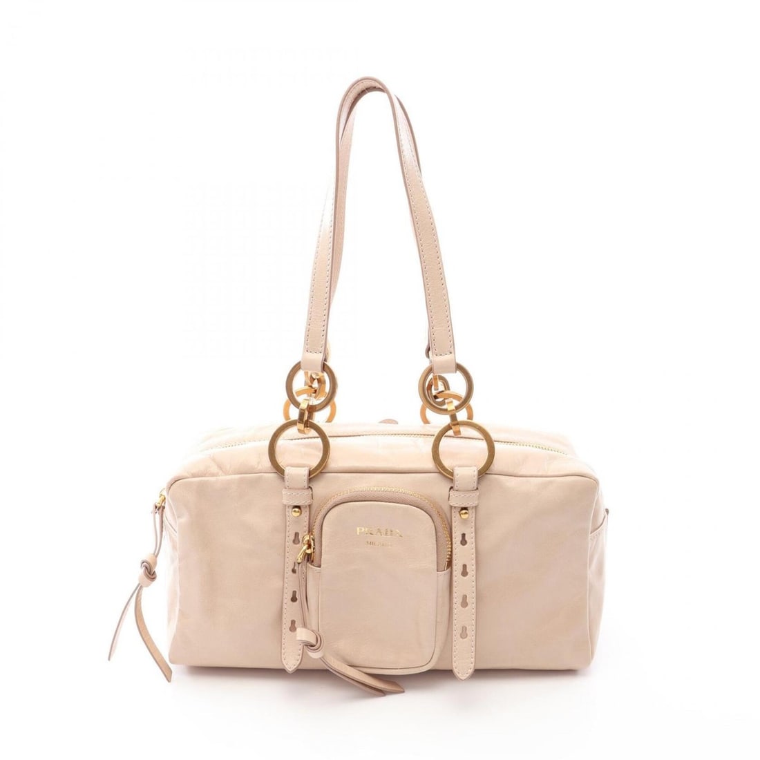 Prada Tangle Medium Shoulder Bag/Handbag, Leather, Women's, Beige, 1BB138 (1 of 9)