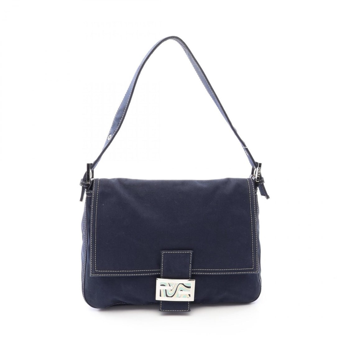 Fendi Mamma Bucket Shoulder Bag/Handbag, Canvas and Leather, Women's, Navy: --- Catalog ---Category: SizeSize (HxWxD): 21cm x 29cm x 12cm / 8.26'' x 11.41'' x 4.72''Category: DesignType: Handbag, Shoulder bagColor: NavyGender: WomenMaterial: Canvas , Leather Category: General