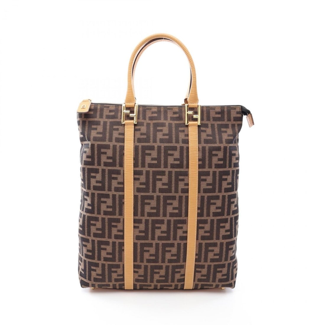 Fendi Zucca Tote Bag Handbag Canvas Leather Women's Brown/Beige (1 of 10)
