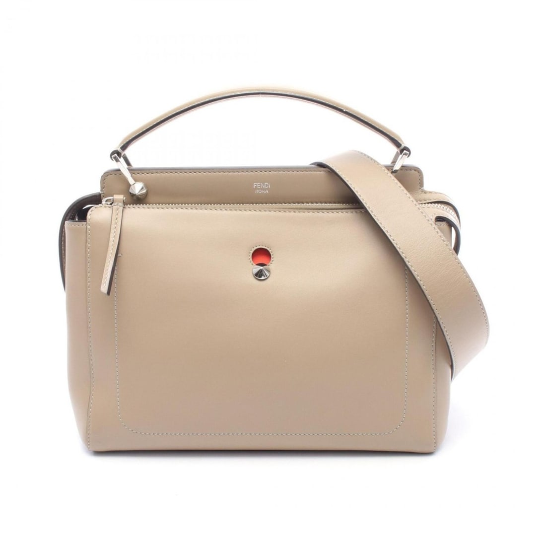 Fendi DOT COM 2-Way Handbag, Leather, Women's, Beige (1 of 9)