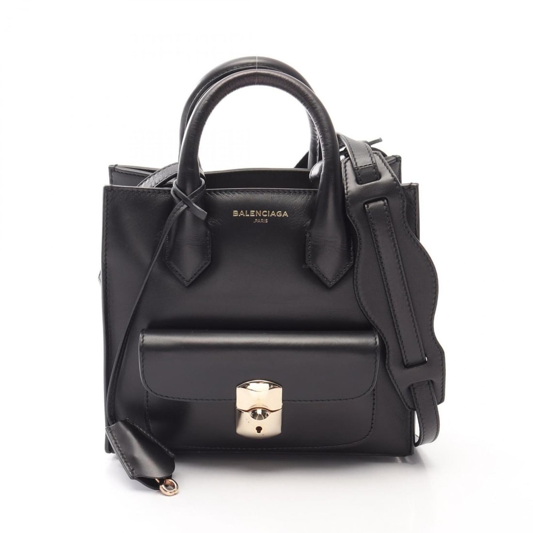Balenciaga Padlock Mini All Afternoon 2-Way Handbag, Leather, Women's, Black, 319499: --- Catalog ---Category: SizeSize (HxWxD): 19cm x 21cm x 9cm / 7.48'' x 8.26'' x 3.54''Category: DesignType: HandbagColor: BlackGender: WomenMaterial: Leather Category: GeneralMPN: 319499Brand: Balenc