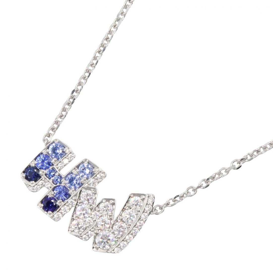 Harry Winston HW Graffiti Sapphire Diamond Necklace, Platinum 950, Diamond, Sapphire, Women's,: --- Catalog ---Category: SizePendant Size: 13mm x 22mm / 0.51'' x 0.86''Neck Circumference: 40.5 cm / 15.94''Category: DesignColor: Blue, Clear, SilverGender: WomenMaterial: Platinum 950Necklace Type:
