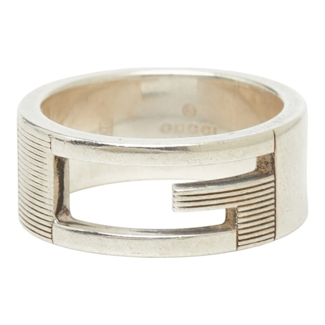 Gucci Cutout G Ring, Size #12, SV925 Silver, Women's GUCCI: --- Catalog ---Category: SizeWidth: 8mm / 0.31''Weight: 7.7g / 0.27oz.JP Size: 11US Size: 6Inner Diameter: 16.30mm / 0.64''Category: DesignType: Band ringGender: WomenMaterial: Silver 925Category: Gen