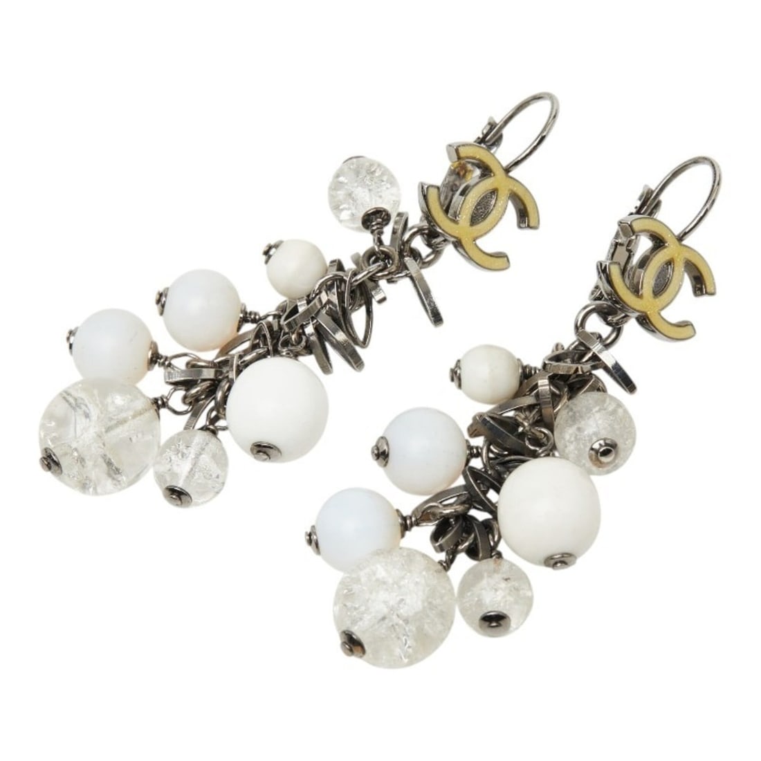 Chanel Coco Mark Earrings 07A Silver Yellow Metal Women's CHANEL: --- Catalog ---Category: SizeSize (HxWxD): 63.20mm x 12.90mm / 2.49'' x 0.51''Category: DesignType: Drop earringsColor: Silver, YellowGender: WomenMaterial: MetalCategory: GeneralBrand: Chanel--- Item
