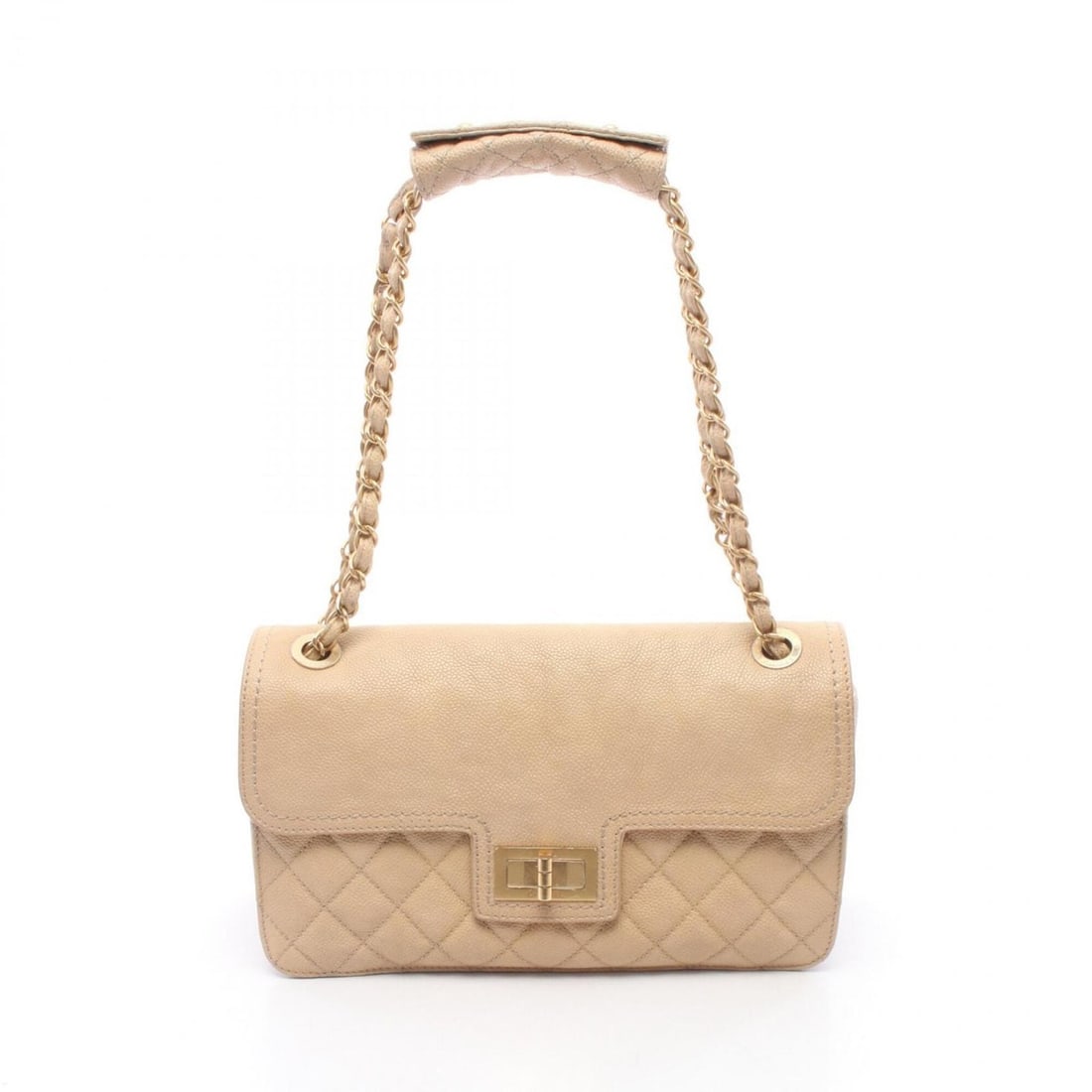 Chanel 2.55 Matelassé Shoulder Bag/Handbag, Caviar Leather (Grained Calfskin), Women's, Beige: --- Catalog ---Category: SizeSize (HxWxD): 17cm x 26.5cm x 5cm / 6.69'' x 10.43'' x 1.96''Category: DesignType: Handbag, Shoulder bagColor: BeigeGender: WomenMaterial: Grained Calfskin Hardware Color: