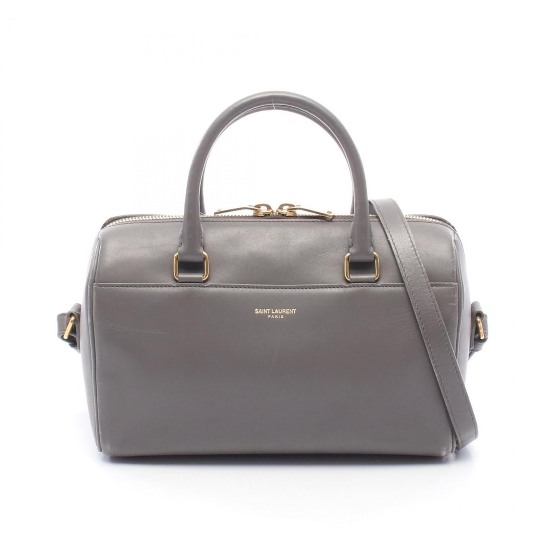 Yves Saint Laurent Saint Laurent Paris Baby Duffle 2-Way Handbag, Leather, Women's, Gray, 330958: --- Catalog ---Category: SizeSize (HxWxD): 15cm x 23cm x 10.5cm / 5.9'' x 9.05'' x 4.13''Category: DesignType: HandbagColor: GrayGender: WomenMaterial: Leather Category: GeneralMPN: 330958Brand: Saint