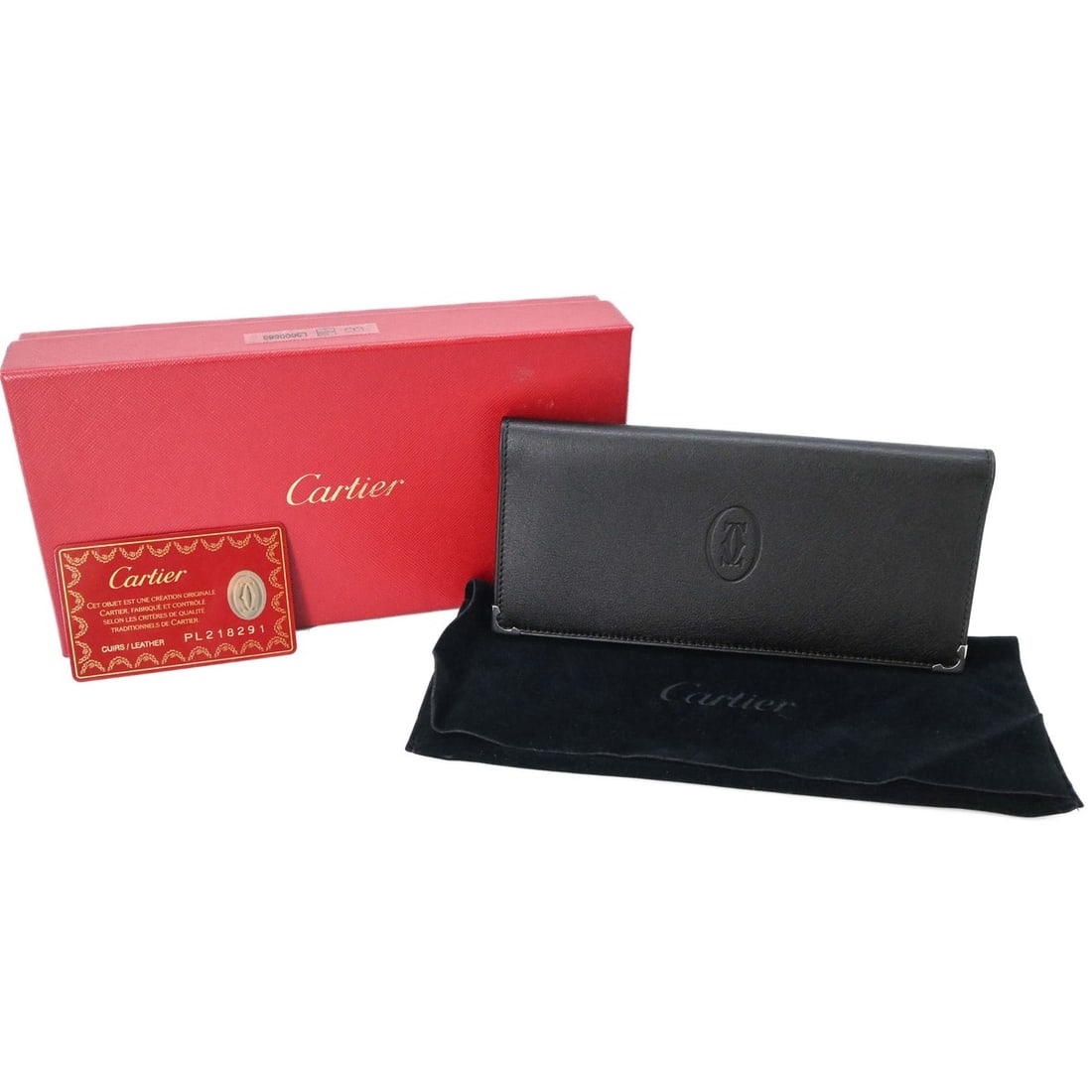 Cartier Must Line Leather Long Wallet, Business Card Holder/Card Case, Billfold, Black/Bordeaux: --- Catalog ---Category: SizeSize (HxWxD): 8.5cm x 18.5cm x 1cm / 3.34'' x 7.28'' x 0.39''Category: DesignColor: Black, BordeauxGender: Women,MenMaterial: Leather Category: GeneralMPN: L3000583Brand: 