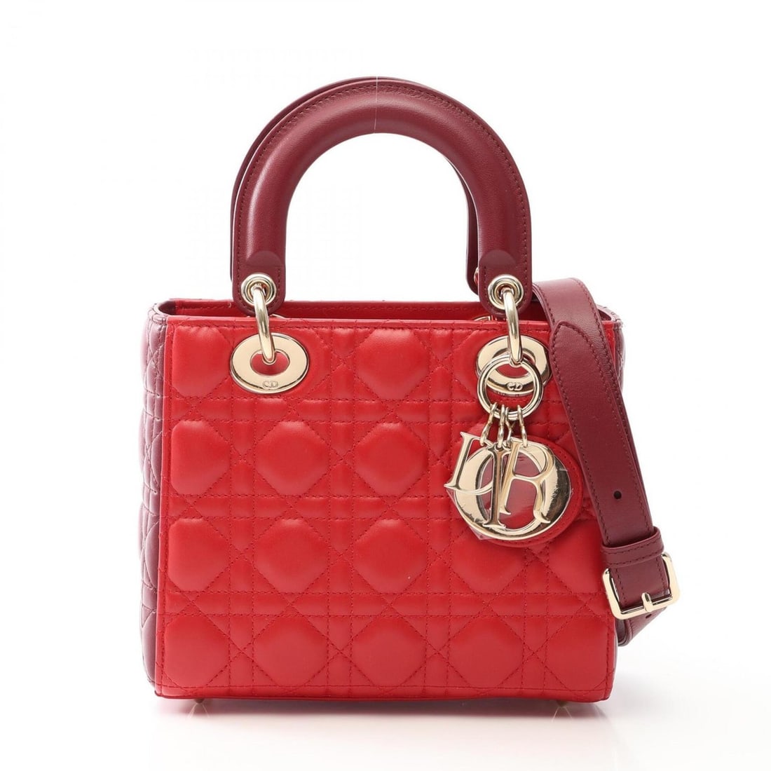 Christian Dior Dior Lady Small Cannage 2-Way Handbag, Leather, Women's, Red/Burgundy: --- Catalog ---Category: SizeSize (HxWxD): 17cm x 20cm x 8cm / 6.69'' x 7.87'' x 3.14''Category: DesignType: HandbagColor: Bordeaux, Red colorGender: WomenMaterial: Leather Category: GeneralBrand: Chr