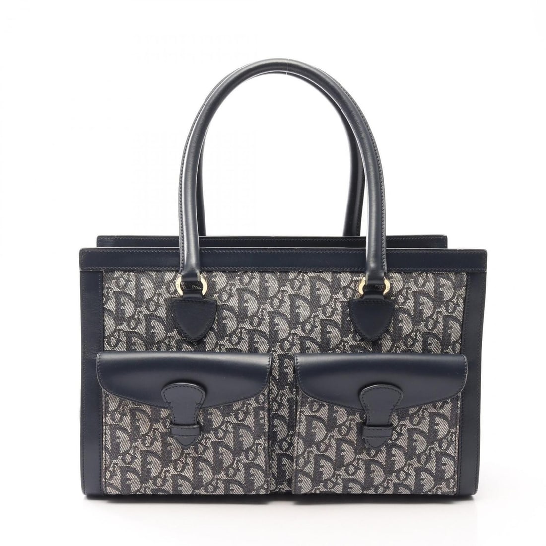 Christian Dior Dior Trotter handbag, canvas and leather, women's, navy, ivory, black.: --- Catalog ---Category: SizeSize (HxWxD): 22cm x 34.5cm x 13cm / 8.66'' x 13.58'' x 5.11''Category: DesignType: HandbagColor: Black, Ivory, NavyGender: WomenMaterial: Canvas , Leather Category: Gener